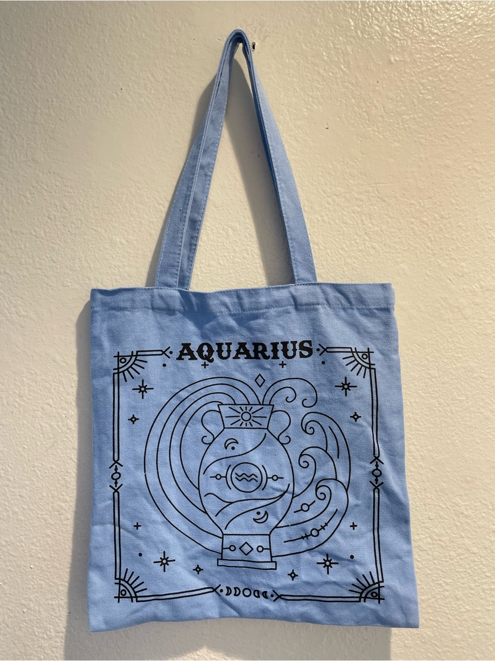 💙 Forever 21 Aquarius Zodiac Graphic Canvas Tote Bag